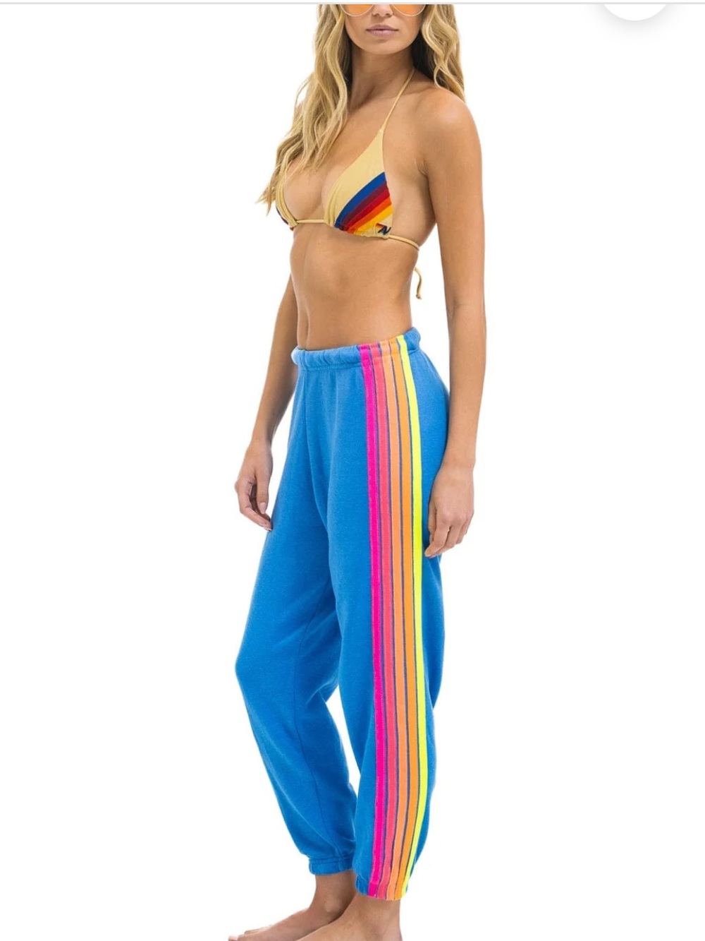 Aviator Nation 5 Stripe Sweatpants Jogger Cobalt Neon